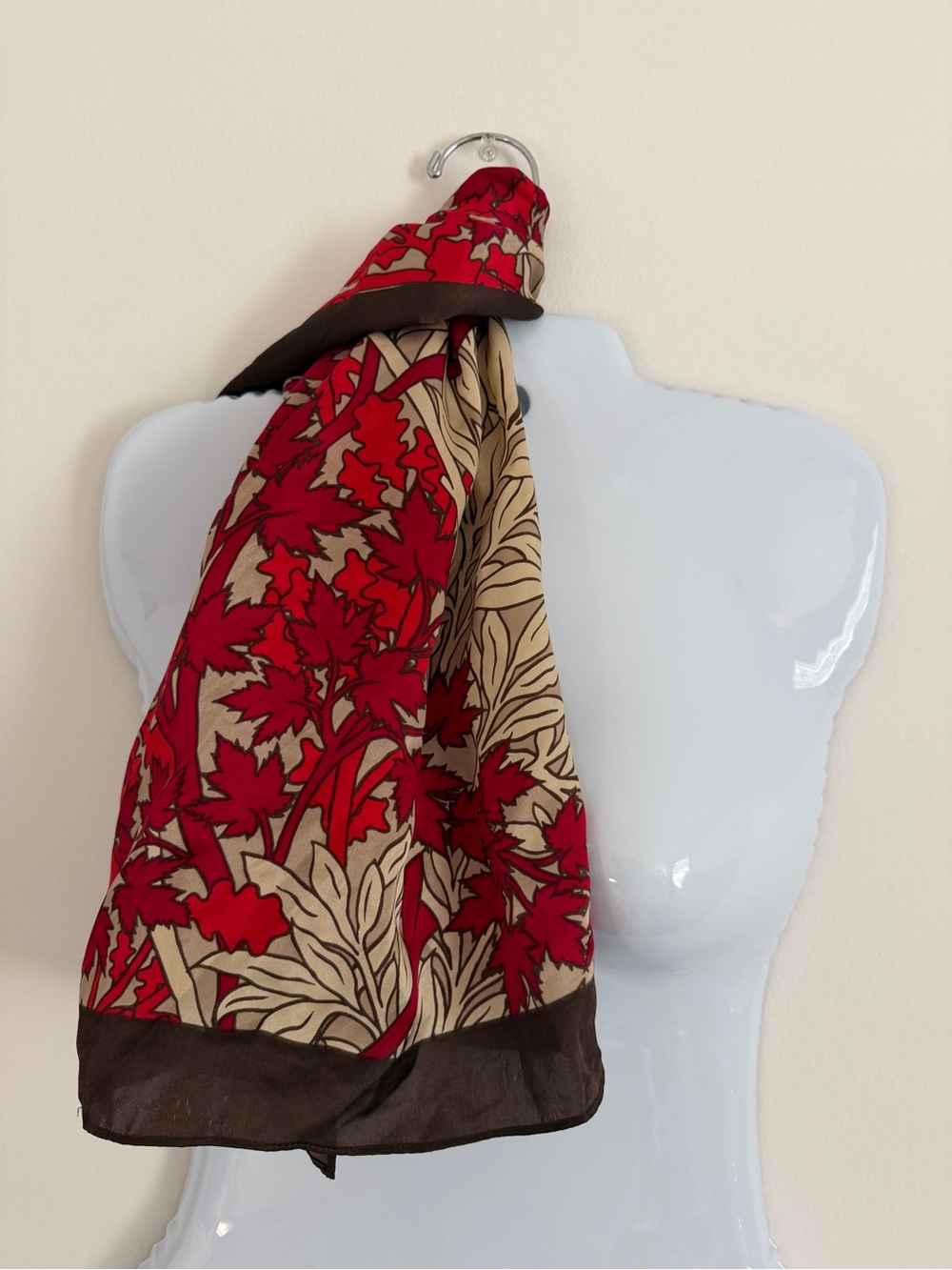 Red & Tan Botanical Print Scarf